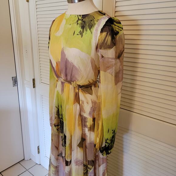 ASOS Design Green Sheer Long Sleeve Maxi Dress Women's Size 0 - Picture 3 of 8